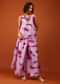 Lavender And Plum Purple Tie Dye Print Top & Bottom Set Embellished In Georgette