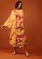 Yellow Tie-Dye Kaftan Set With Tie-Up Tassel Doris At The Front And Sides