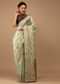 Mint Green Saree In Chanderi Tissue Handloom With Banarasi Chanderi Weaving