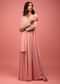 Blush Pink Anarkali Suit In Chiffon With Empire Style Heavily Embroidered Bodice Paired In Moti Work
