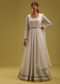 Ivory White Georgette Anarkali Set With Embroidered Belt