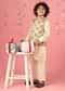 Kalki Afterglow Yellow Kurta Set With Printed Bandi Jacket In Silk For Boys