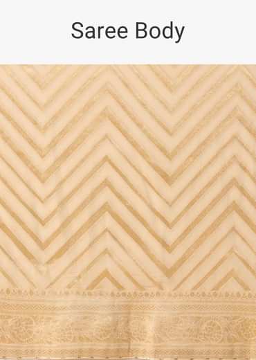 White Banarasi Khaddi Saree With Unstitched Blouse Fabric