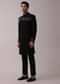 Black Indowestern Jacket Set In Suiting Fabric With Cut Dana Embroidery