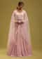 Petal Pink Georgette Anarkali Set With Lucknowi Embroidery