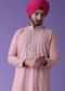 Pink Kurta In Raw Silk With Matching Cotton Churidar