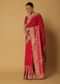Red Banarasi Bandhani Weave Saree With Unstitched Blouse Fabric