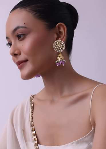 Gold Finish Choker With Pearls And Green Beads