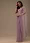 Lavender Pink Stone And Beads Embellished Net Saree