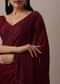 Red Bead Embellished Saree In Satin