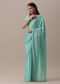 Green Stone And Bead Embellished Saree In Satin