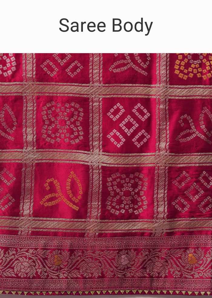 Peach Dola Silk With Bandhani Weave Detail