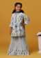Kalki Blue And White Toned Printed Kurta Sharara Set In Cotton For Girls