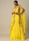 Yellow Hand Embroidered Long Jacket And Lehenga Set