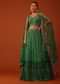 Forest Green Bandhani And Leheriya Printed Lehenga And Blouse Set In Silk