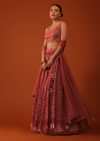 Fire Orange Bandhani Printed Lehenga And Blouse Set In Silk