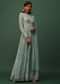 Powder Green Embroidered Anarkali In Georgette With Floral Print
