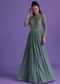 Pastel Green Gown In Georgette With Cut Dana Embroidery