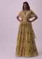 Mustard Yellow Floral Lehenga and Zri embrodered Belt