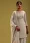 Ivory White Lucknowi Embroidered Kurti And Sharara Set In Georgette