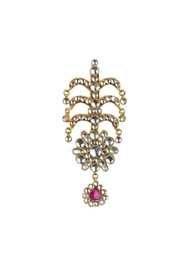 Gold Finish Kundan Hairpin Adorned With Synthetic Stones