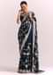 Navy Blue Georgette Saree With Parsi Gara Thread Embroidery