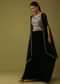 Black Zardosi Embellished Crop Top And Palazzo Set With Jacket