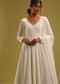 Ivory White Lucknowi Embroidered Anarkali Set In Georgette