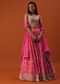 Hot Pink Lehenga And Blouse In Chinon With Floral Work