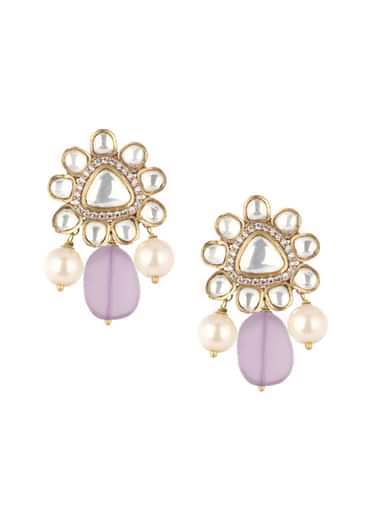 Two Tone Moissanite Necklace And Earring Set With Pearl Drops