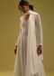 Pearl White Lucknowi Anarkali And Palazzo Set In Georgette