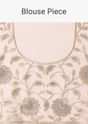 Beige Mirror Work Saree With Scallop Border And Unstitched Blouse Piece