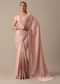 Peach Chiffon Saree With Swarovski Embellishments And Unstitched Blouse Piece