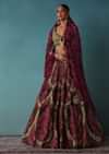 Moss Green Velvet Bridal Lehenga Set With Heavy Embroidery