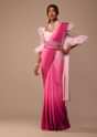 Ombre Pink Satin Saree With Hand Embroidered Belt