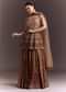 Brown Embroidered Palazzo Set With Peplum Kurta