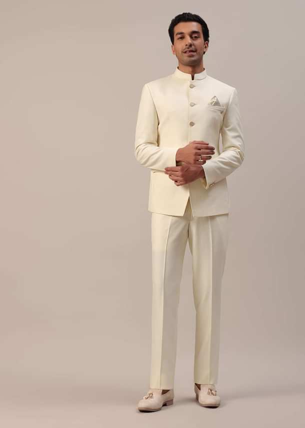 Cream White Terry Rayon Jodhpuri