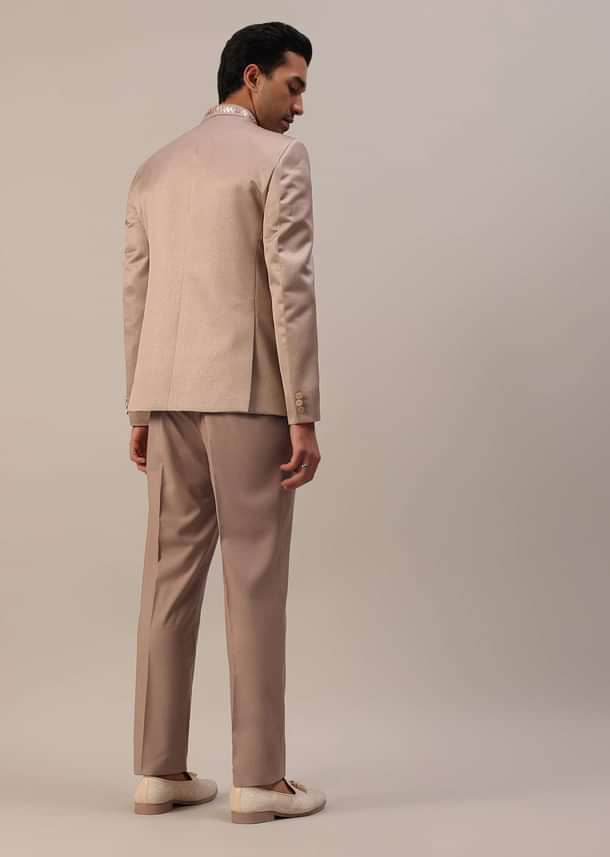 Peach Pink Embroidered Jodhpuri Suit