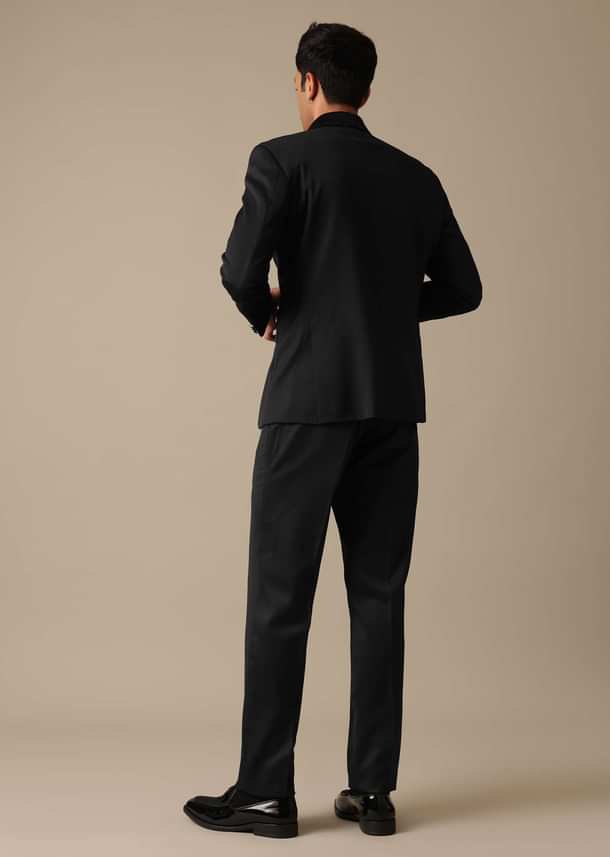 Black Blazer And Pant Set Tuxedo In Terry Rayon