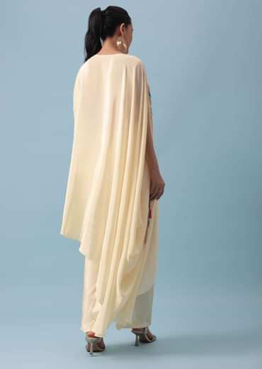 White Sequin Kaftan And Pant Set