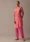 Pink Printed Kurta Set With Bead Work