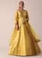 Yellow Brocade Anarkali Set With Mirror Work