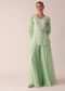 Green Organza Kurta And Palazzo Set With Embroidery And Belt