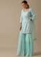 Sky Blue Kurta Sharara Set With Pearl Embellishments