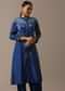 Blue Hand Dyed Bandhani Kurta Set In Silk