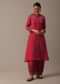 Red Hand Dyed Kurta Set In Silk With Bandhani Work