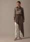 Brown Bandhani And Leheriya Shirt And Pant Set With Tie-Dye Shibhori Work