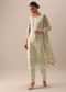 Green Floral Print Kurta Set in Cotton