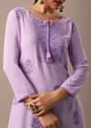 Purple Slim Fit Lucknowi Kurta With Sequin Work