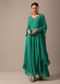 Green Sequin Work Anarkali Set With Embroidered Belt And Dupatta